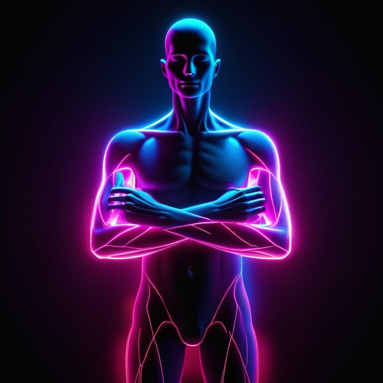 Boundary visualization with neon energy circle