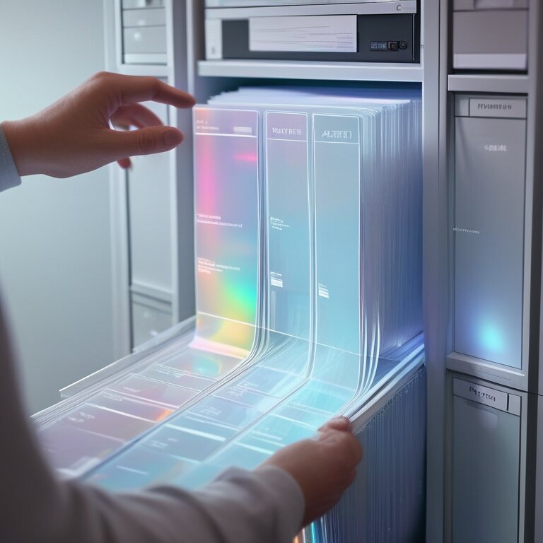A person sorting through holographic files of Adult Autistic Traits