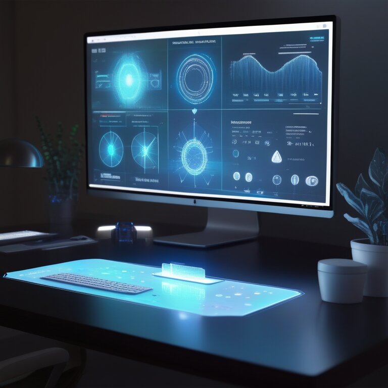 A Neural Dashboard holographic interface showing energy levels