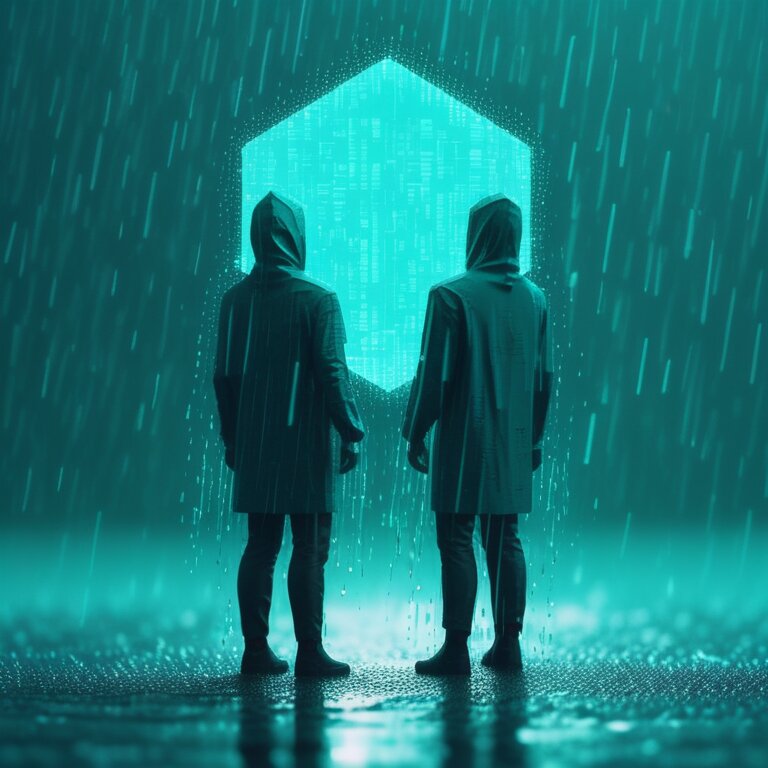 Stylized figures with a 'NO' shield