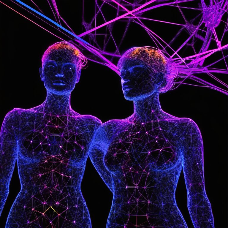 Fractal network of glowing 'Neuro-Queer' community connections