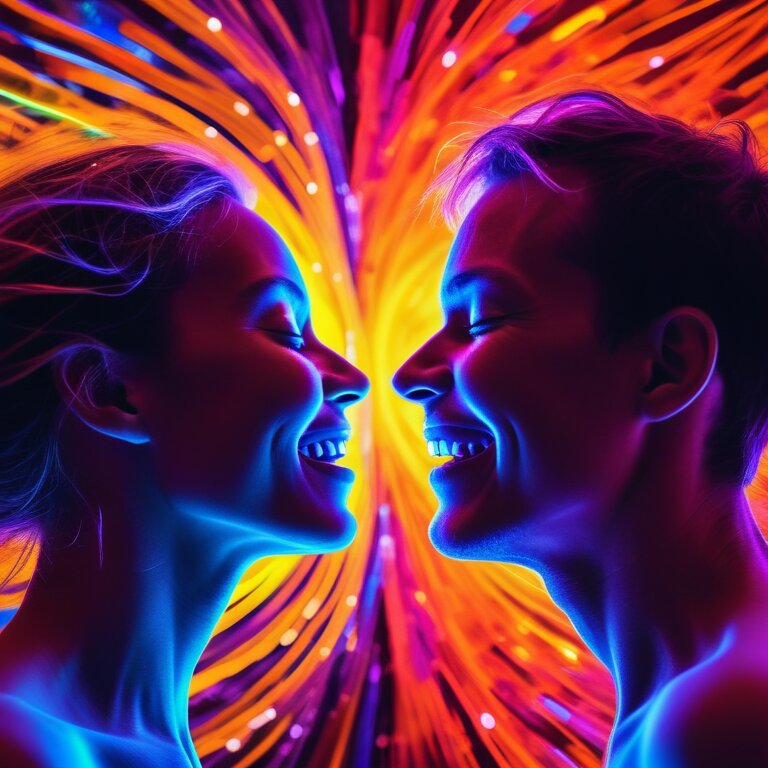 Close-up of two people stimming together in synchronous joy