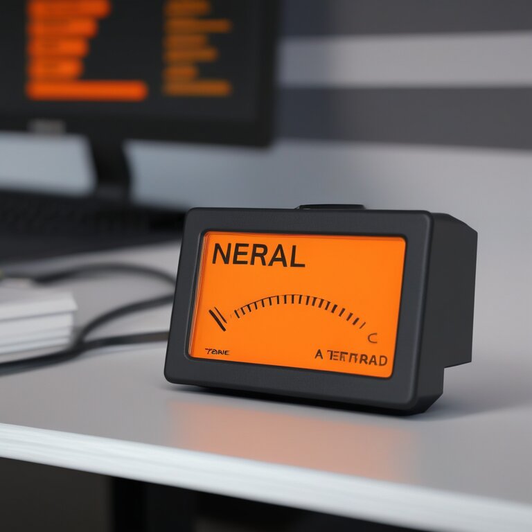 A Neural Load gauge on a desk in the orange Warning zone