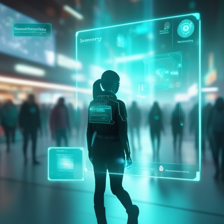 Figure with 'Personal Settings' holographic UI sliders